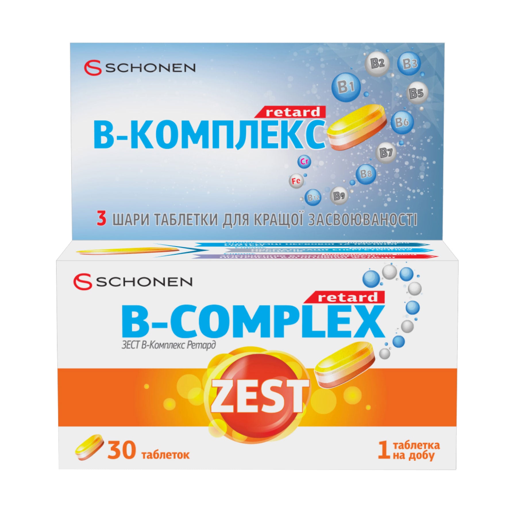 B-комплекс Schonen Zest B-Complex Retard, 30 таблеток